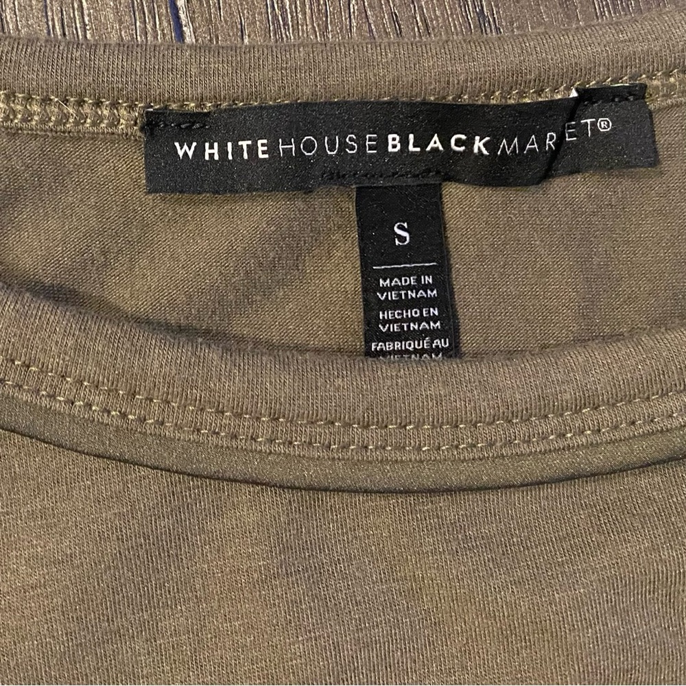 White House Black Market Olive Sleeveless Ruched Top Small - Picture 9 of 10